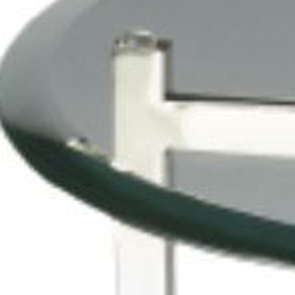 21" Silver Geo Base and Glass Round End Table - Homeroots - Flyclothing LLC