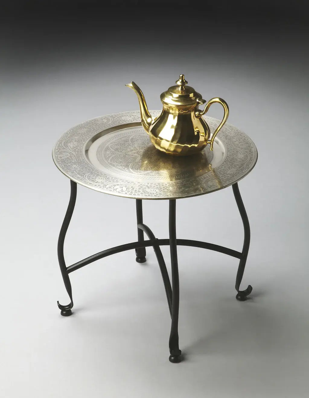 14" Black And Silver Aluminum Round End Table - Homeroots - Flyclothing LLC