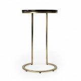 28" Black Marble Round End Table - Homeroots - Flyclothing LLC