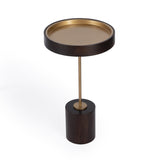 22" Black And Rosegold Solid Wood Round End Table
