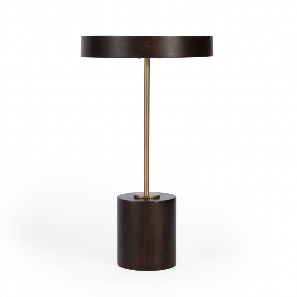 22" Black And Rosegold Solid Wood Round End Table - Homeroots - Flyclothing LLC