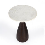 22" Brown Marble Round End Table - Homeroots