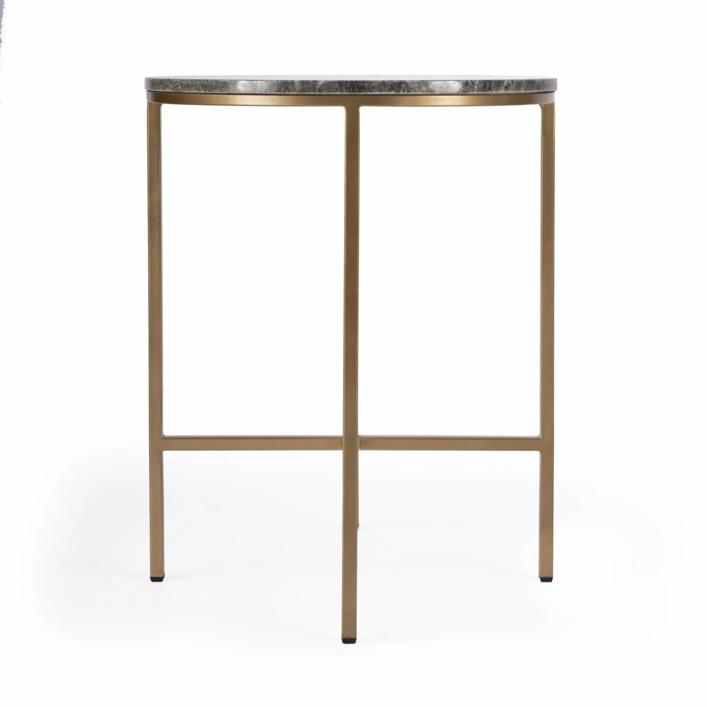 23" Brass And Gray Marble Round End Table - Homeroots - Flyclothing LLC