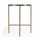 23" Brass And Gray Marble Round End Table - Homeroots - Flyclothing LLC
