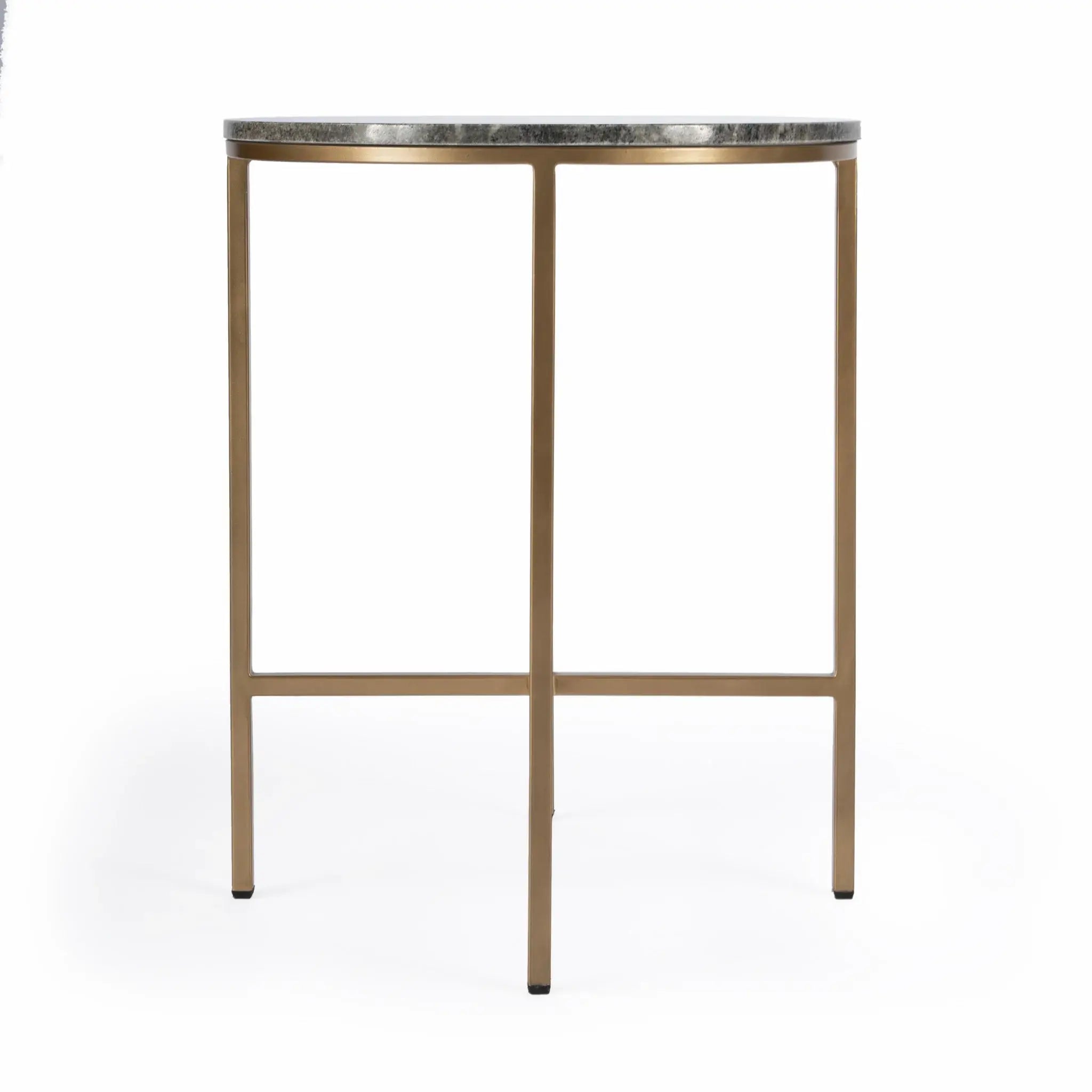 23" Brass And Gray Marble Round End Table - Homeroots - Flyclothing LLC