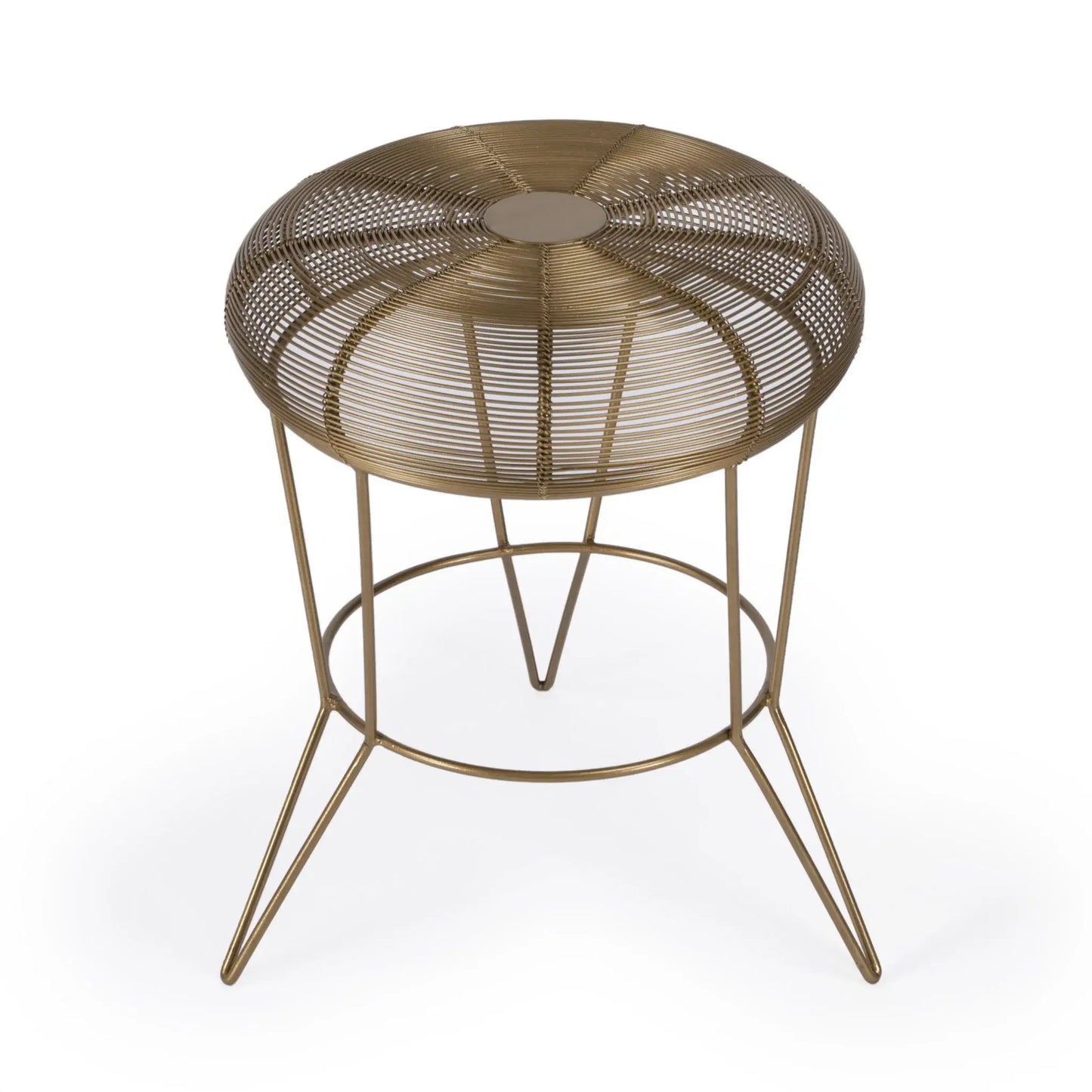 18" Antique Gold Iron Round End Table - Homeroots - Flyclothing LLC