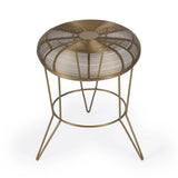 18" Antique Gold Iron Round End Table - Homeroots - Flyclothing LLC