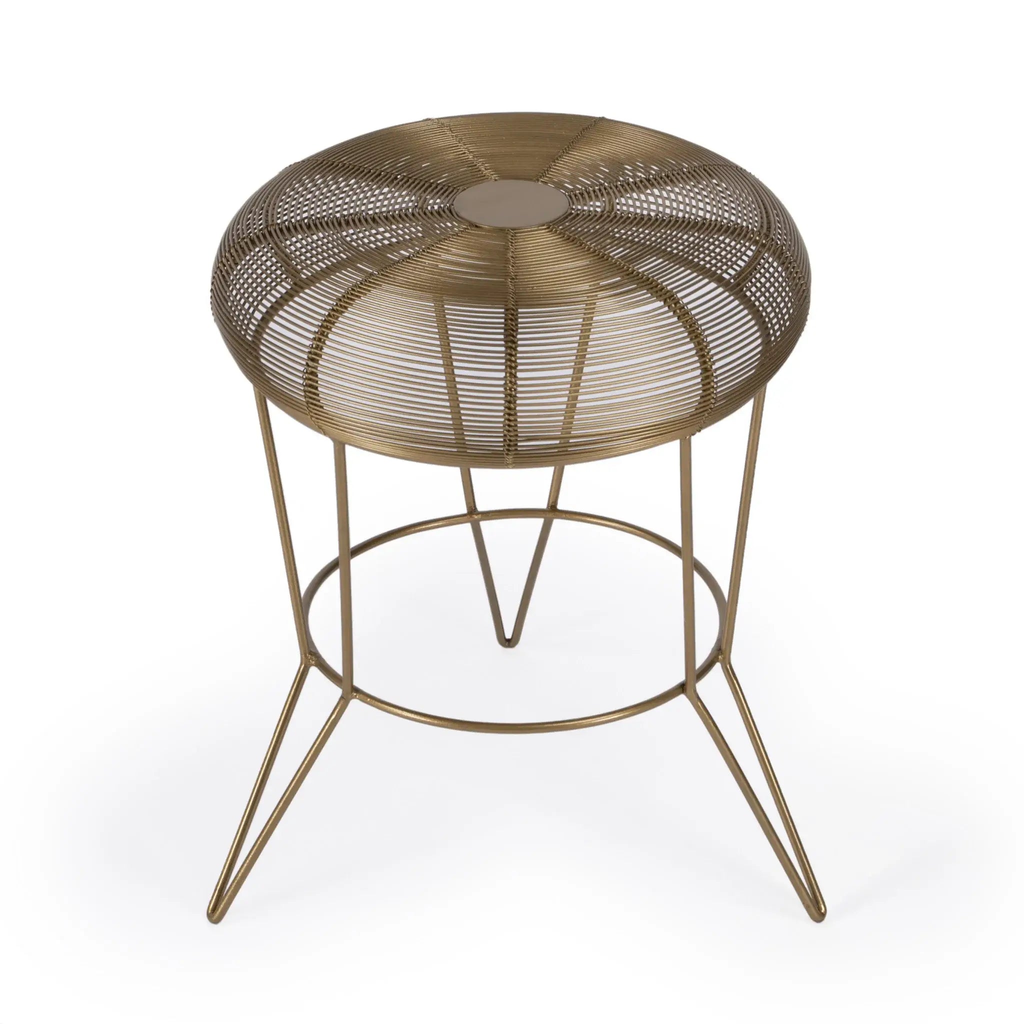 18" Antique Gold Iron Round End Table - Homeroots - Flyclothing LLC