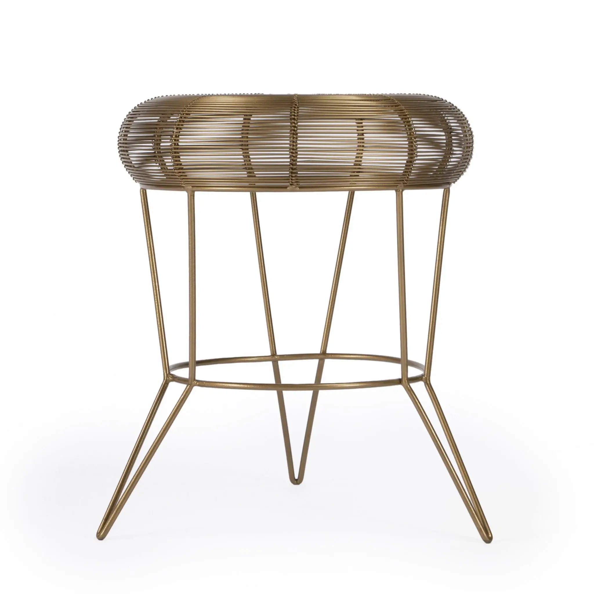 18" Antique Gold Iron Round End Table - Homeroots - Flyclothing LLC