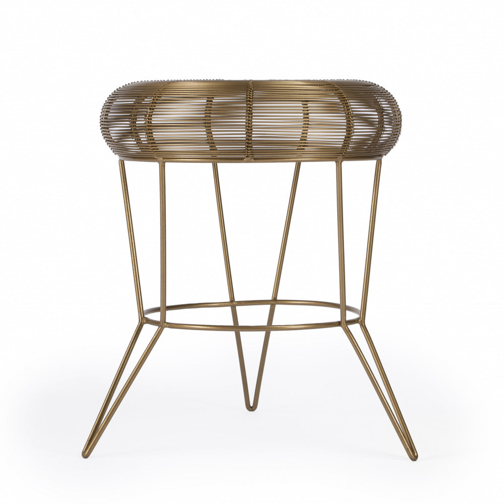 18" Antique Gold Iron Round End Table - Homeroots - Flyclothing LLC