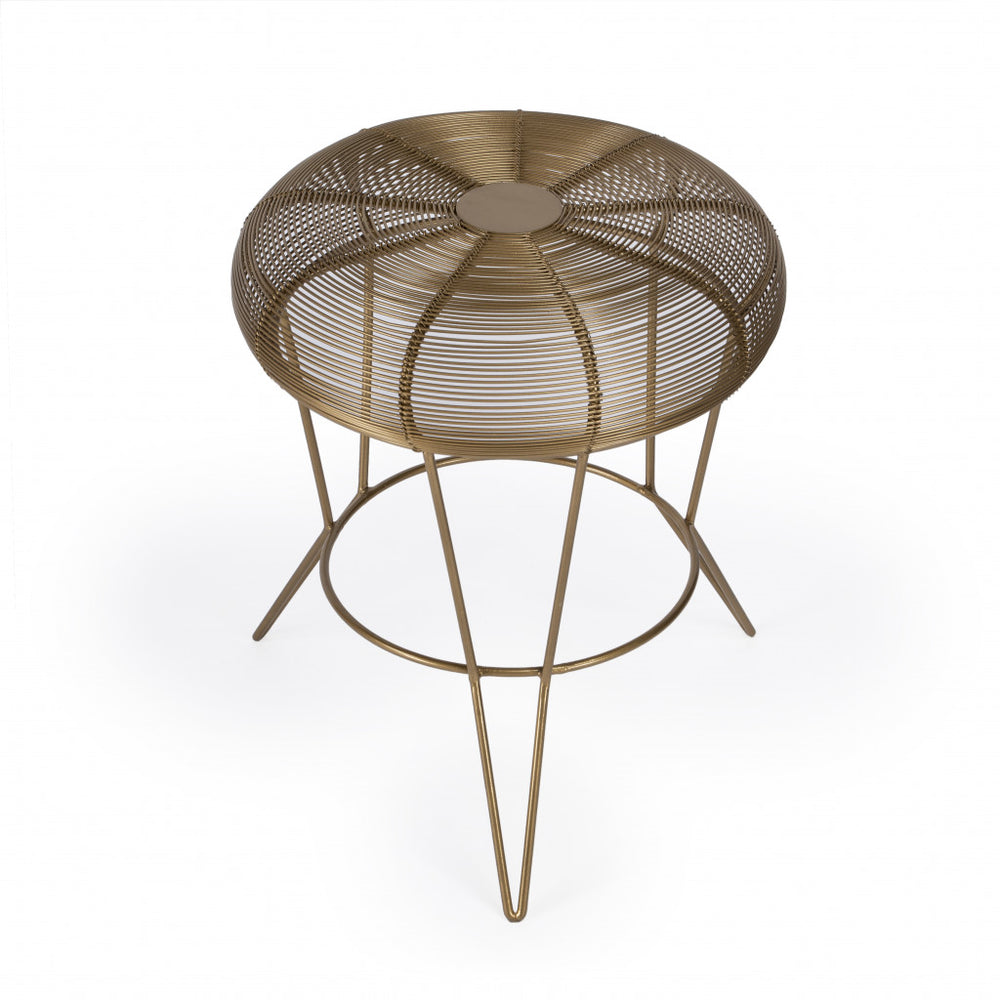 18" Antique Gold Iron Round End Table - Homeroots - Flyclothing LLC