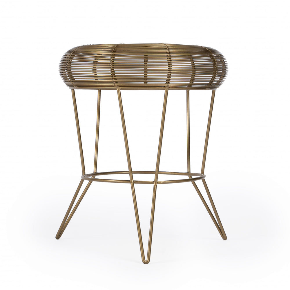 18" Antique Gold Iron Round End Table - Homeroots - Flyclothing LLC