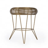 18" Antique Gold Iron Round End Table - Homeroots