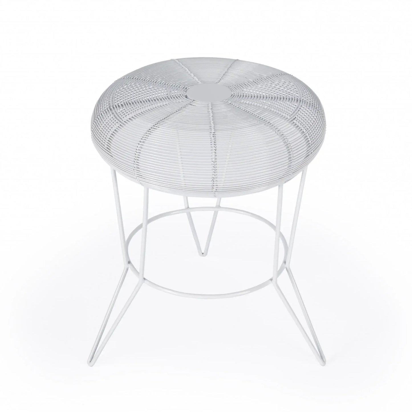 18" White Wire Round top End Table - Homeroots - Flyclothing LLC