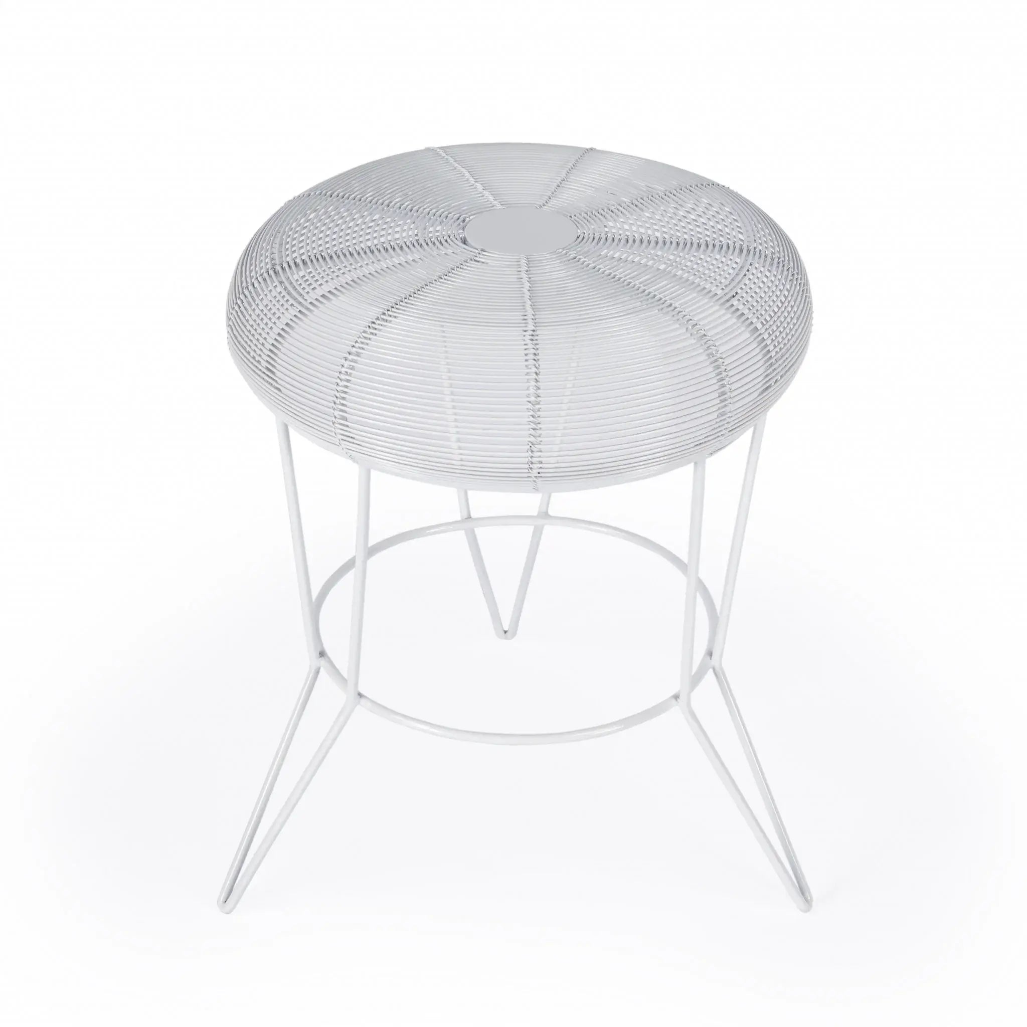 18" White Wire Round top End Table - Homeroots - Flyclothing LLC
