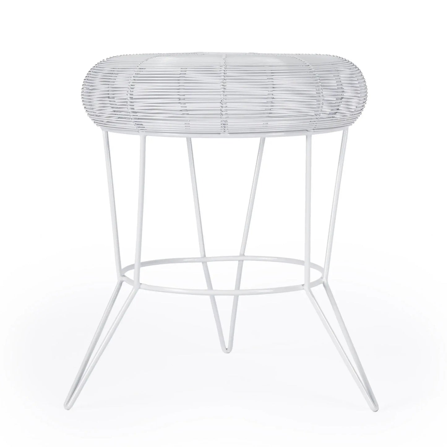 18" White Wire Round top End Table - Homeroots - Flyclothing LLC