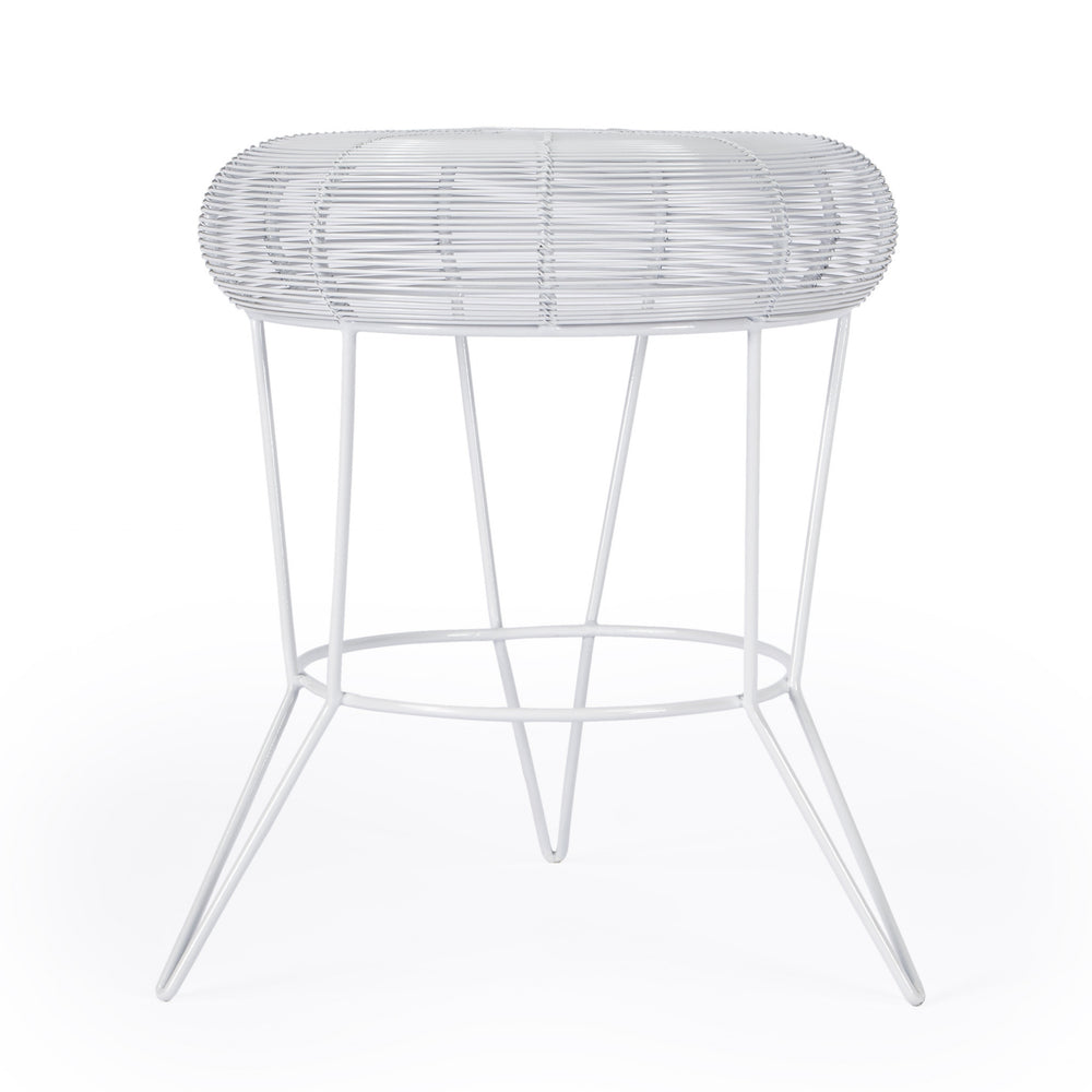 18" White Wire Round top End Table - Homeroots - Flyclothing LLC