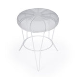 18" White Wire Round top End Table - Homeroots