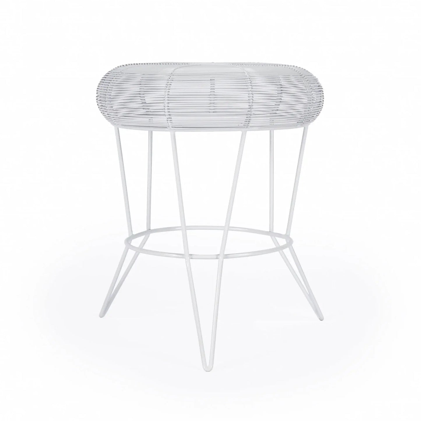 18" White Wire Round top End Table - Homeroots - Flyclothing LLC