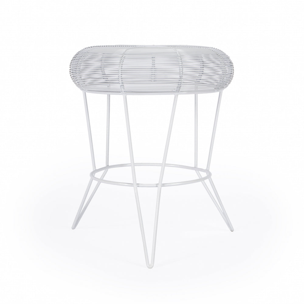 18" White Wire Round top End Table - Homeroots - Flyclothing LLC