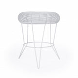 18" White Wire Round top End Table - Homeroots