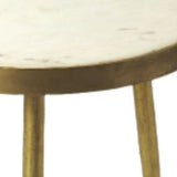 18" Gold And White Marble Round End Table - Homeroots