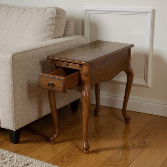 25" Brown Solid And Manufactured Wood Rectangular End Table With Drawer