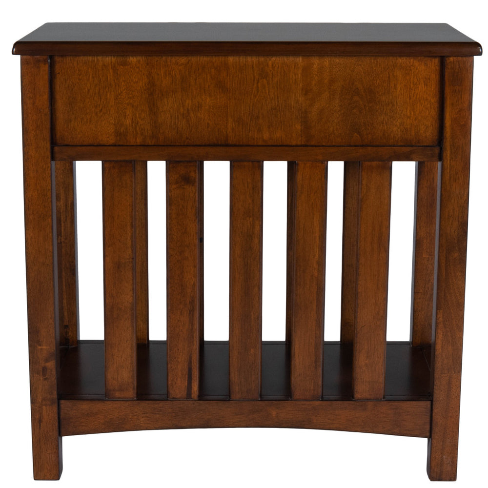 24" Dark Cherry Brown Rectangular End Table With Drawer And Shelf - Homeroots - Flyclothing LLC