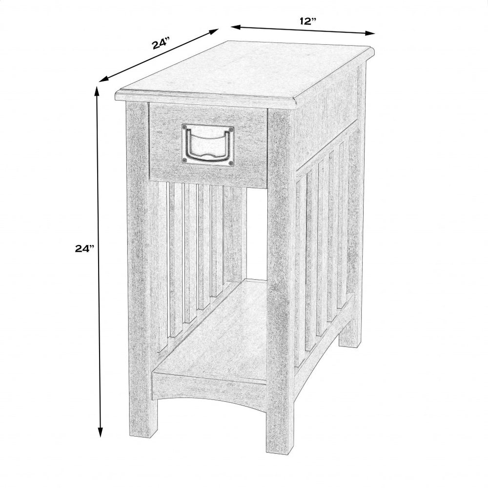 24" Light Brown Manufactured Wood Rectangular End Table With Drawer And Shelf - Homeroots
