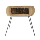 24" Black And Brown Distressed Rattan And Iron Round End Table With Shelf - Homeroots - Flyclothing LLC