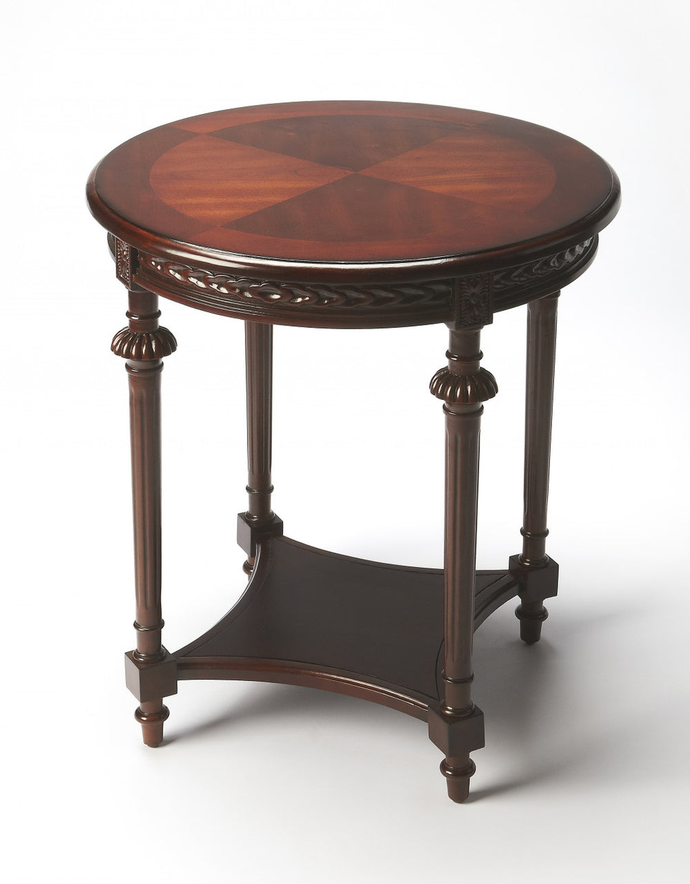 27" Dark Brown Manufactured Wood Round End Table With Shelf - Homeroots