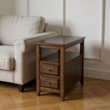 24" Brown Distressed End Table With Two Drawers And Shelf - Homeroots - Flyclothing LLC