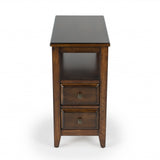 24" Brown Distressed End Table With Two Drawers And Shelf - Homeroots