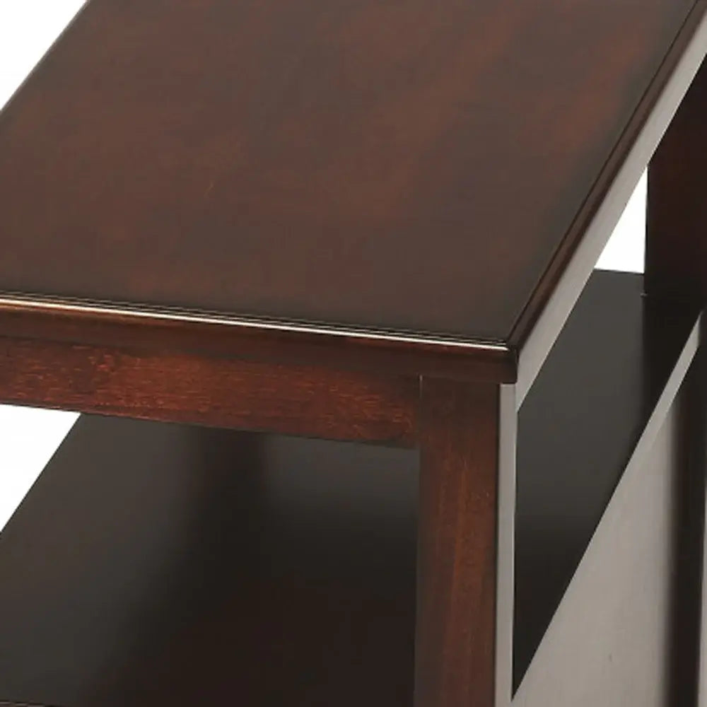 24" Dark Brown Manufactured Wood End Table With Two Drawers And Shelf - Homeroots - Flyclothing LLC