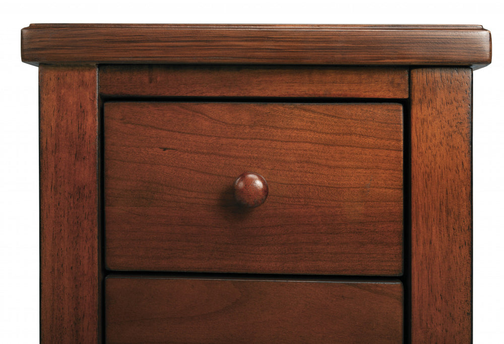 24" Medium Brown Manufactured Wood Rectangular End Table With Four Drawers And Shelf