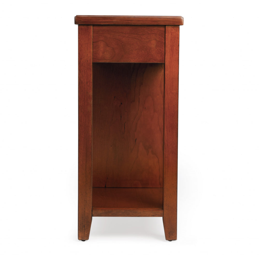 24" Medium Brown Manufactured Wood Rectangular End Table With Four Drawers And Shelf