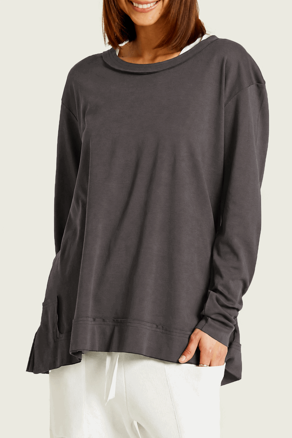 Pima Cotton Detail Tee - Lava - PLANET by Lauren G - Flyclothing LLC