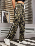 Tied Camouflage Pants with Cargo Pockets - Trendsi - Flyclothing LLC