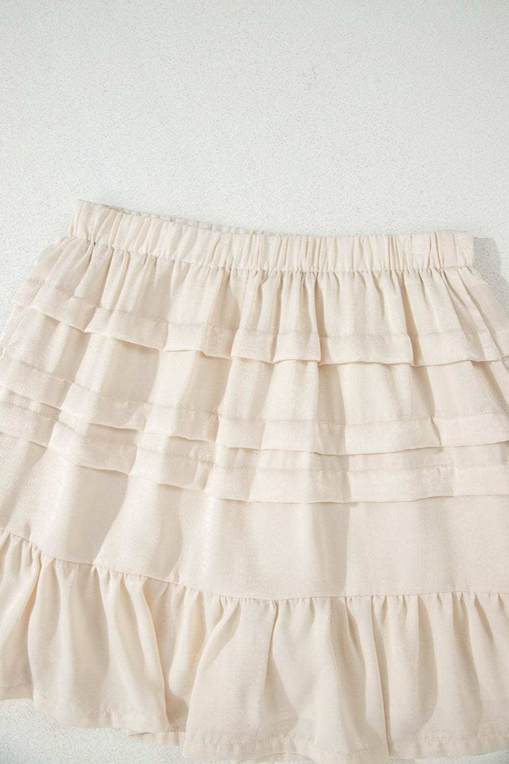 Ruffled Hemline Elastic Waist Mini Skirt - Trendsi - Flyclothing LLC