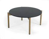 36" Gold And Black Marble Stone Round Coffee Table - Homeroots - Flyclothing LLC