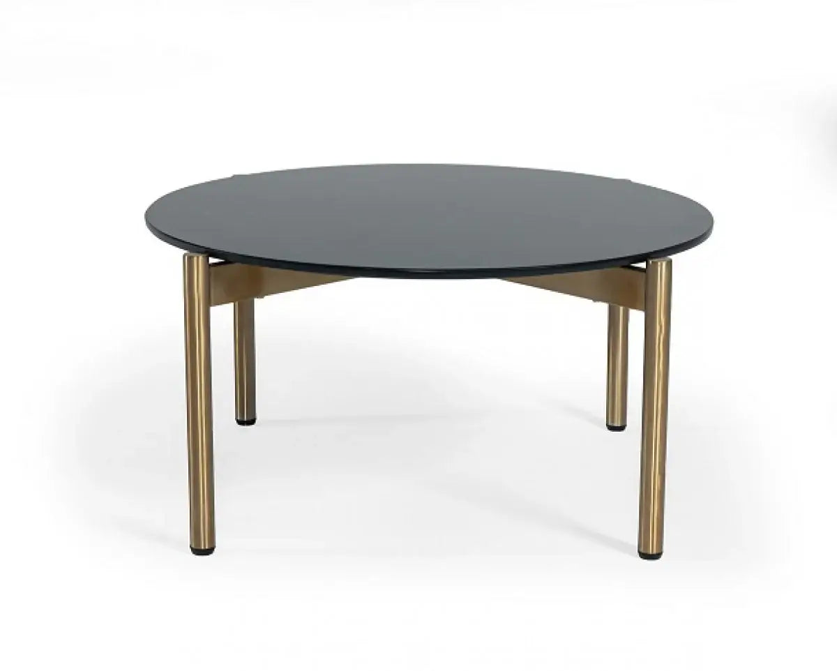 36" Gold And Black Marble Stone Round Coffee Table - Homeroots - Flyclothing LLC