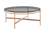 35" Gold And Smoked Glass Round Coffee Table - Homeroots - Flyclothing LLC