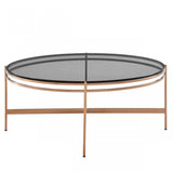35" Gold And Smoked Glass Round Coffee Table - Homeroots - Flyclothing LLC