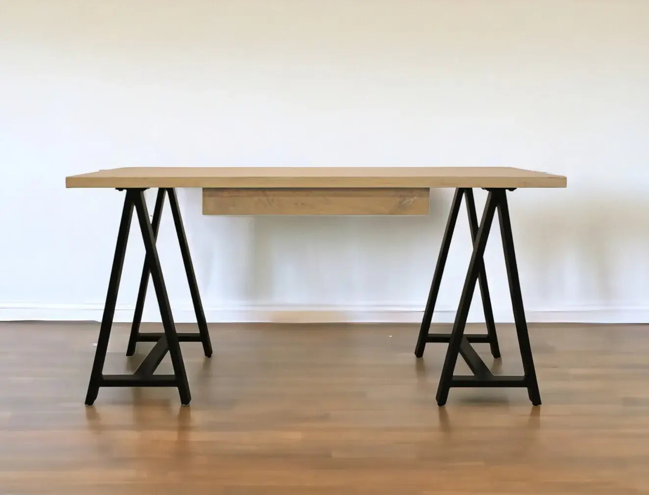 60" Ivory and Black Solid Wood Executive Desk - Homeroots - Flyclothing LLC