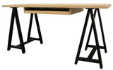 60" Ivory and Black Solid Wood Executive Desk - Homeroots - Flyclothing LLC
