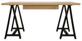 60" Ivory and Black Solid Wood Executive Desk