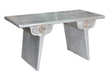 60" Silver Aluminum Writing Desk With Two Drawers - Homeroots - Flyclothing LLC
