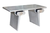 60" Silver Aluminum Writing Desk With Two Drawers - Homeroots - Flyclothing LLC