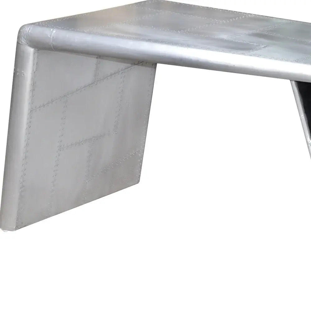 60" Silver Aluminum Writing Desk - Homeroots - Flyclothing LLC