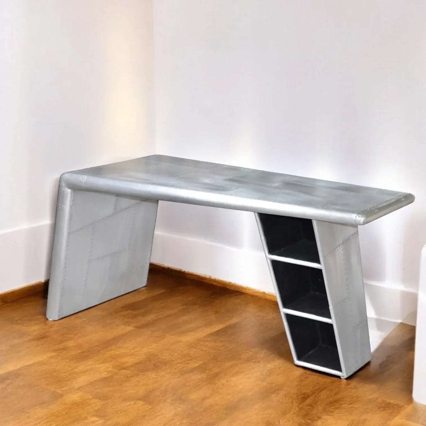 60" Silver Aluminum Writing Desk - Homeroots - Flyclothing LLC